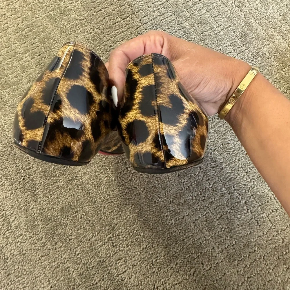 Christian Louboutin Leopard Patent Point Toe Flats - Picture 8 of 11